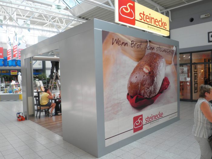 Bäcker Brötchen Brot Kiosk Pavillon Mall Verkaufsstand Einkaufszentrum Indoor Cube