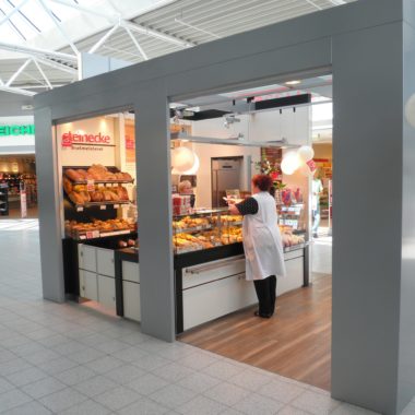 Bäcker Brötchen Brot Kiosk Pavillon Mall Verkaufsstand Einkaufszentrum Indoor Cube