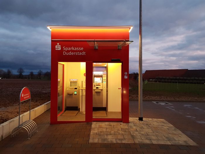 Cash Pavillon Terminal Bank Geldautomat Container